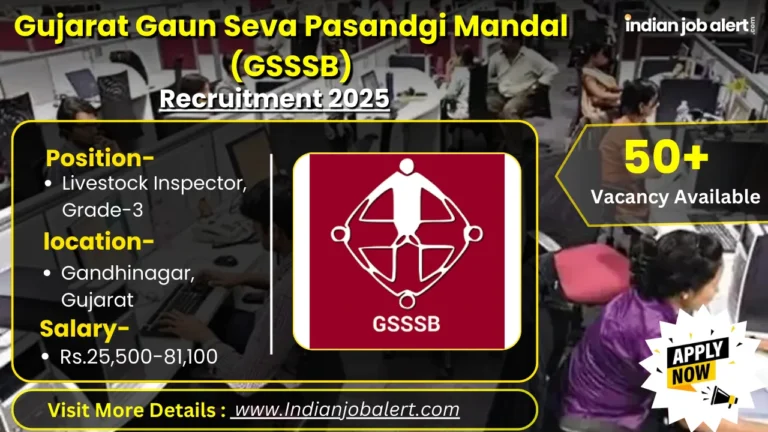 Gujarat Gaun Seva Pasandgi Mandal (GSSSB) Recruitment 2025
